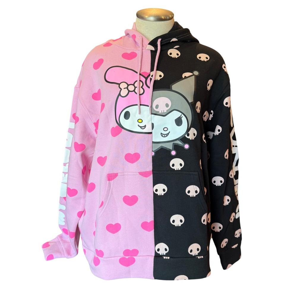 Dumbgood Hello Kitty My Melody Kuromi Split Hoodie Size Med Sanrio Collab NWT